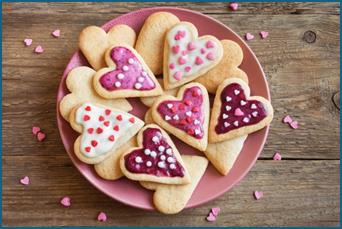 Heart-shaped cookies on plate